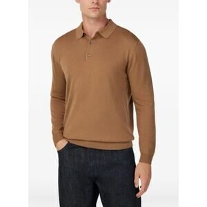 346 Brooks Brother 100% Merino Wool Polo Sweater Men's Size Medium Brown